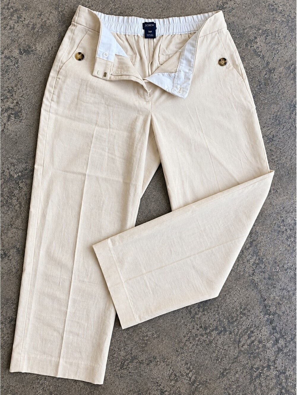 J.Crew Women's Beige Linen Cotton Blend Casual Pants Size 10P